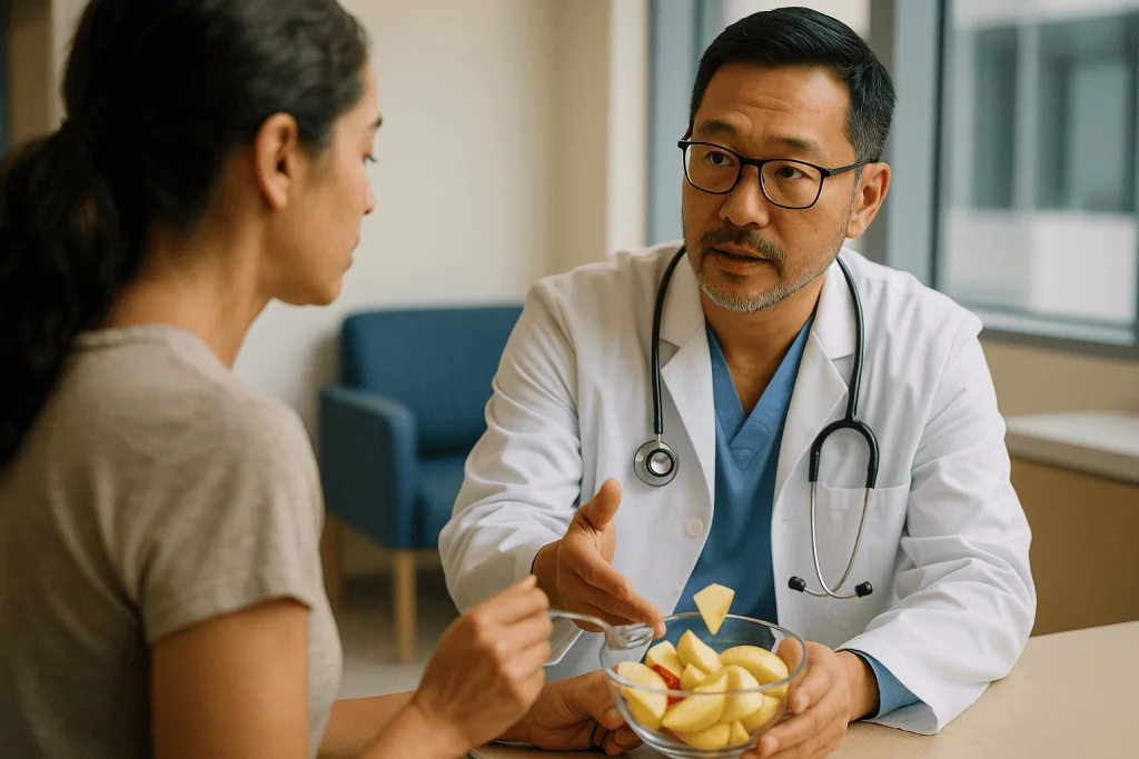 Doctor discussing nutrition and food choices with patient: What changed recently