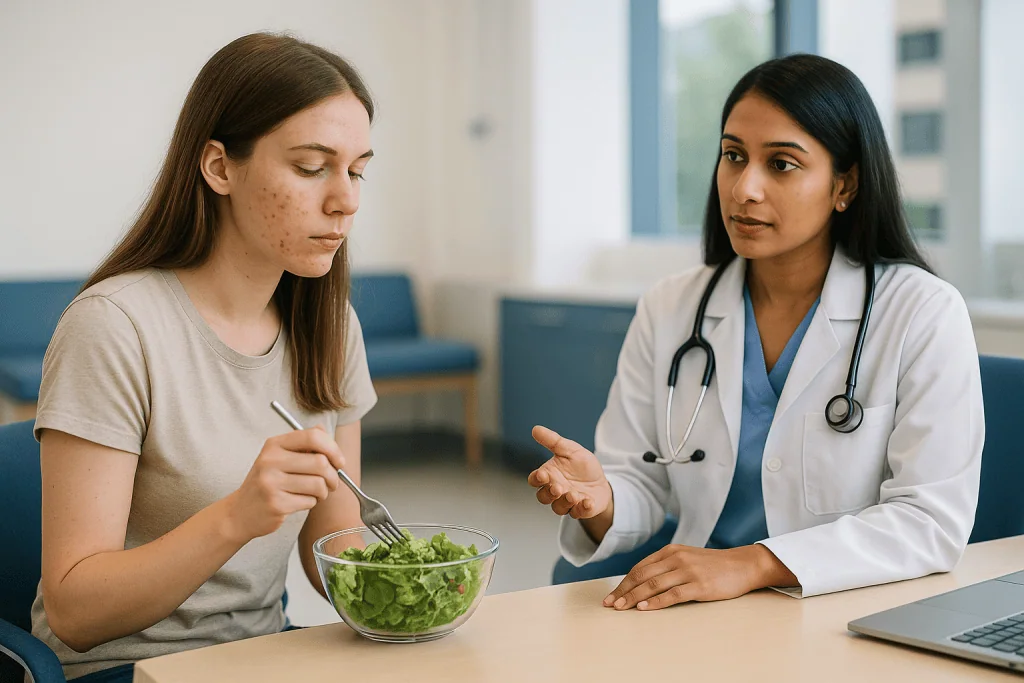 Female doctor consulting patient eating salad: What changed recently