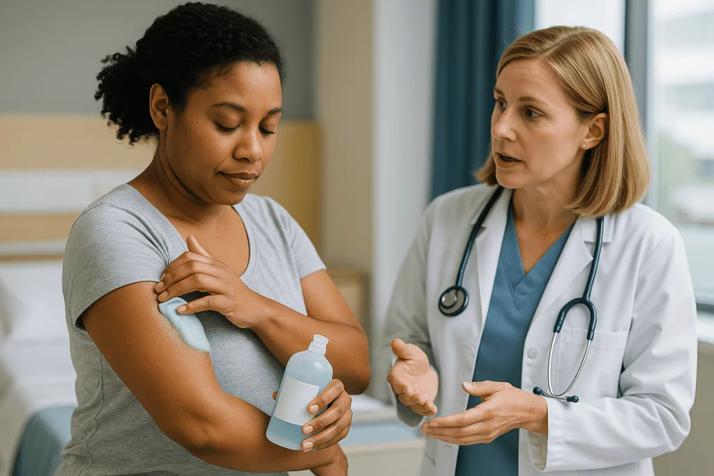 Doctor consulting patient about skin care product: What changed recently