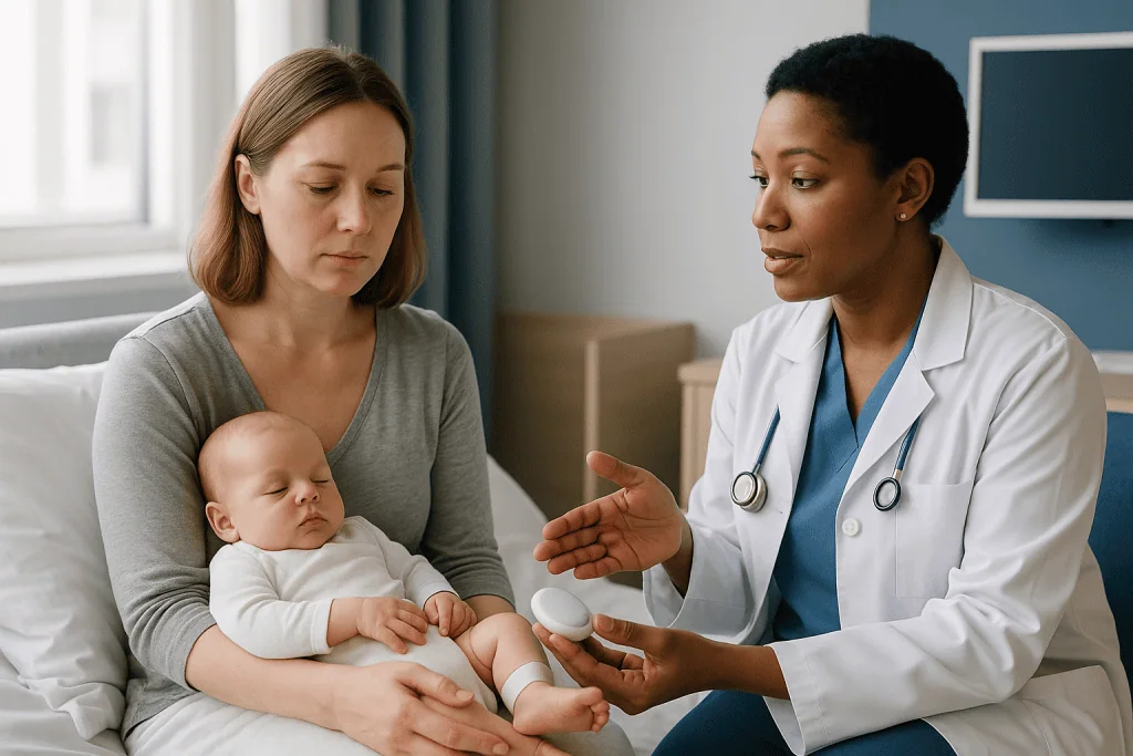 Pediatrician consulting mother about infant care: What changed recently