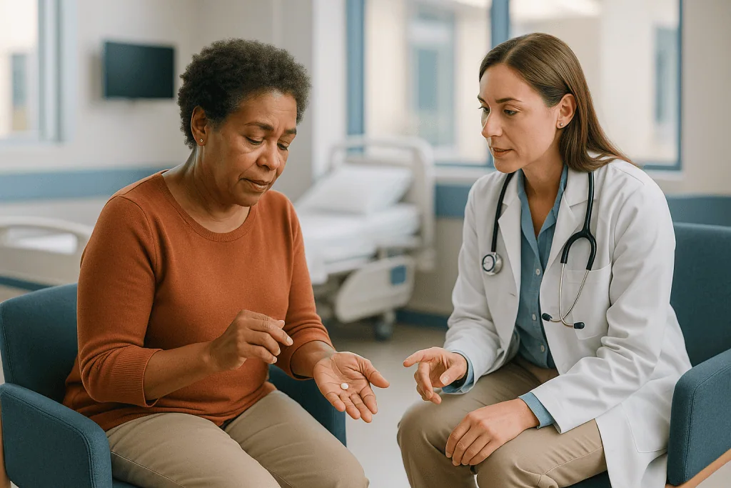 Doctor consulting patient in hospital room: What changed recently in nerve pain research and care