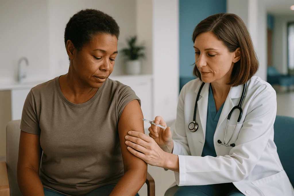Doctor administering vaccine injection to adult patient: What changed recently in preventive care guidance