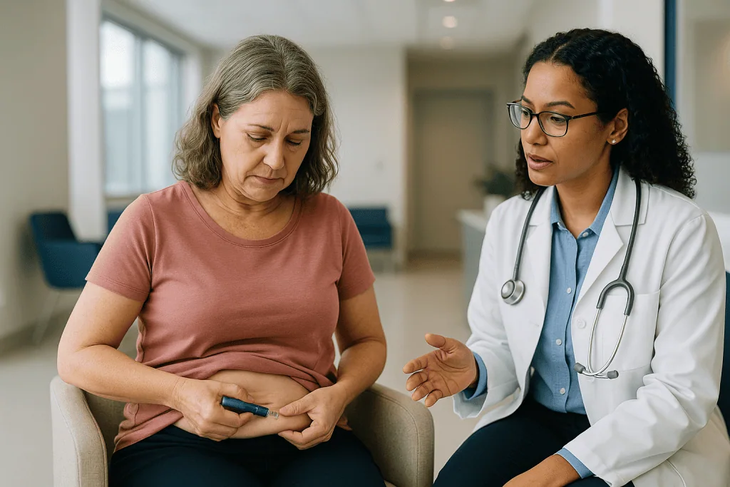 Doctor consulting with middle-aged patient about medical condition: What changed recently in the semaglutide story