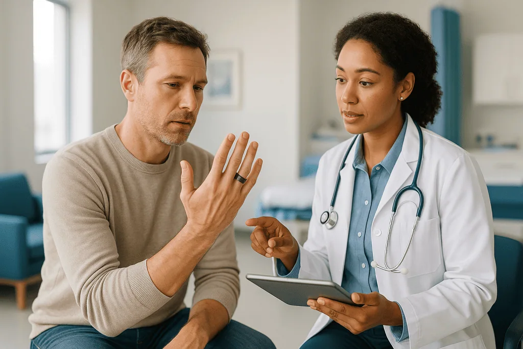 Doctor consulting with patient using tablet device: What changed recently in the smart ring market