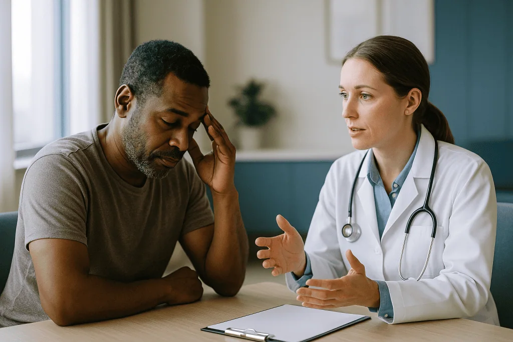 Doctor consulting patient about stress and health concerns: What changed recently in the stress hormone conversation