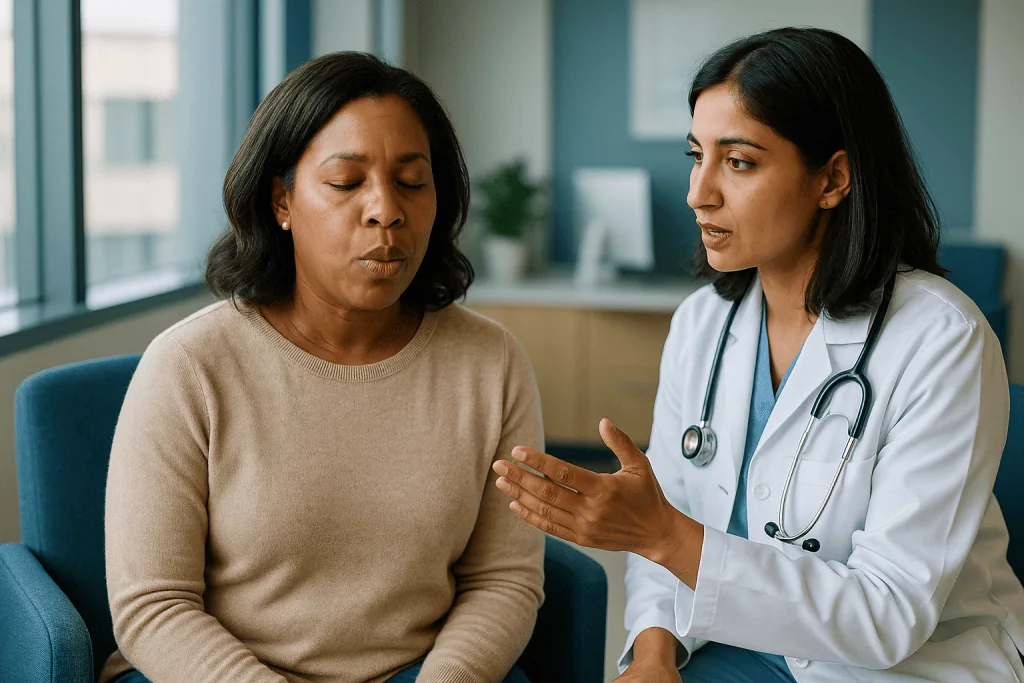 Doctor consulting with patient in clinical setting: What changed recently: the Stanford trial and the viral surge