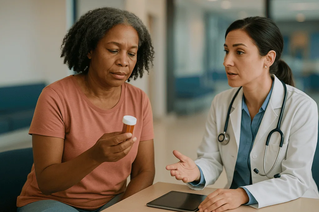 Doctor consulting patient about medication in office: What changed recently: the warnings behind the trend