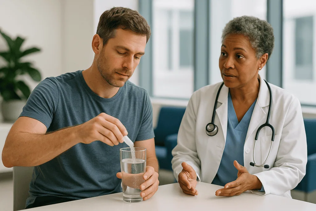 Doctor consulting patient about medication or health topic: What changed recently to make electrolyte powder trend?