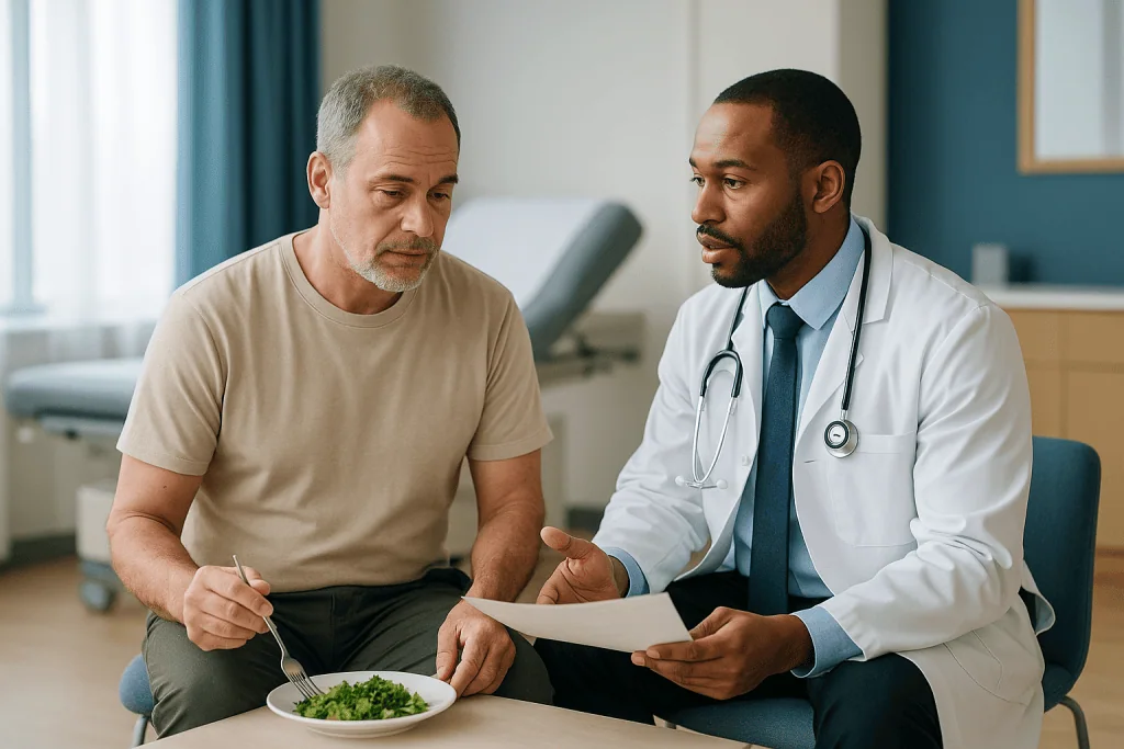 Doctor consulting with patient about diet and health: What changed recently to put high ferritin in the spotlight