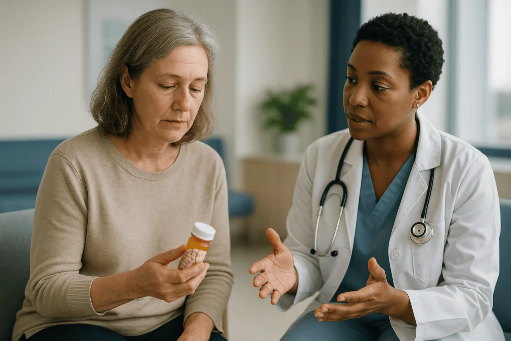 Doctor consulting with patient about medication bottle: What changed recently to put magnesium glycinate in the spotlight