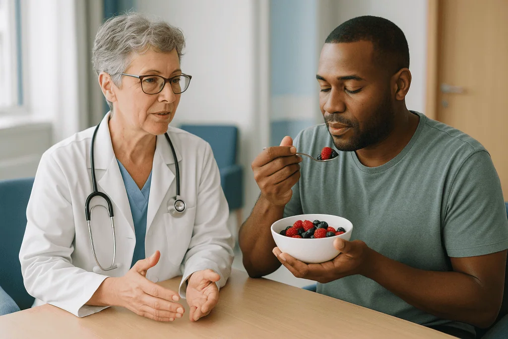Doctor consulting patient about healthy diet with berries: What changed recently: why polyphenols are trending