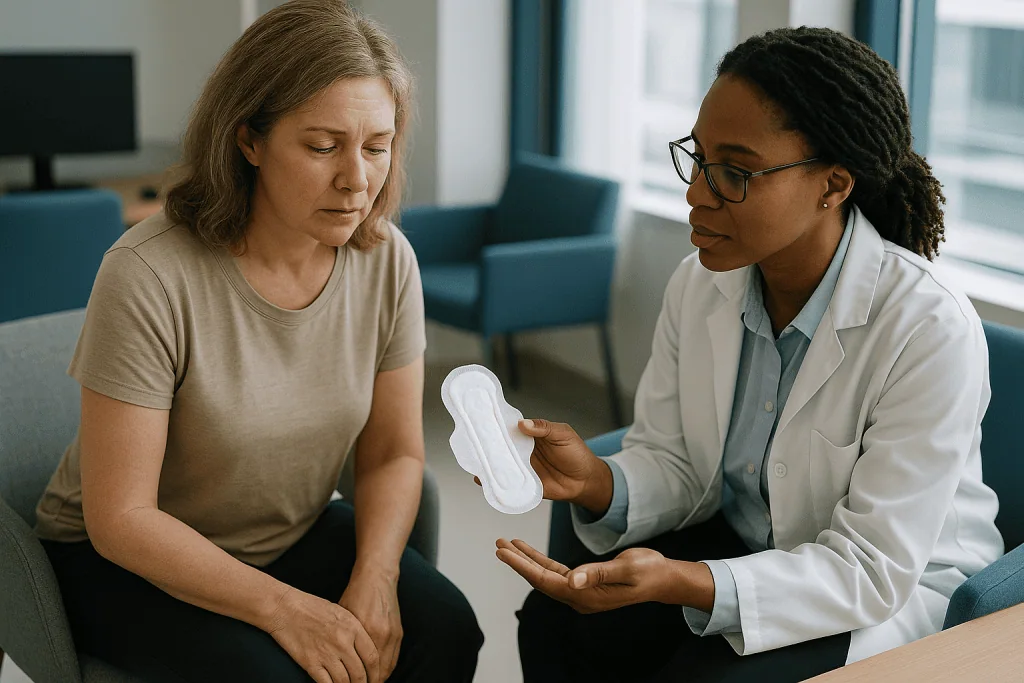Female patient consulting with female physician about medical concern: What does a perimenopausal period actually look like?