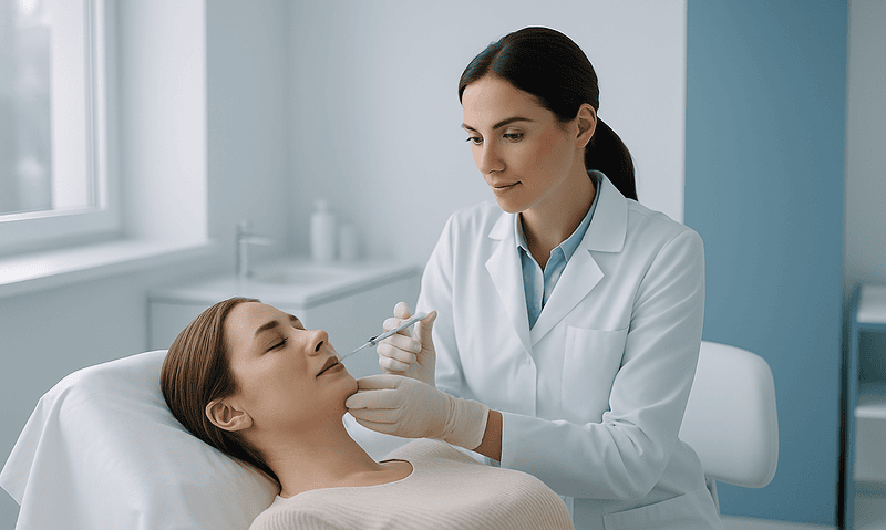 Medical professional administering mesotherapy treatment to a patient.
