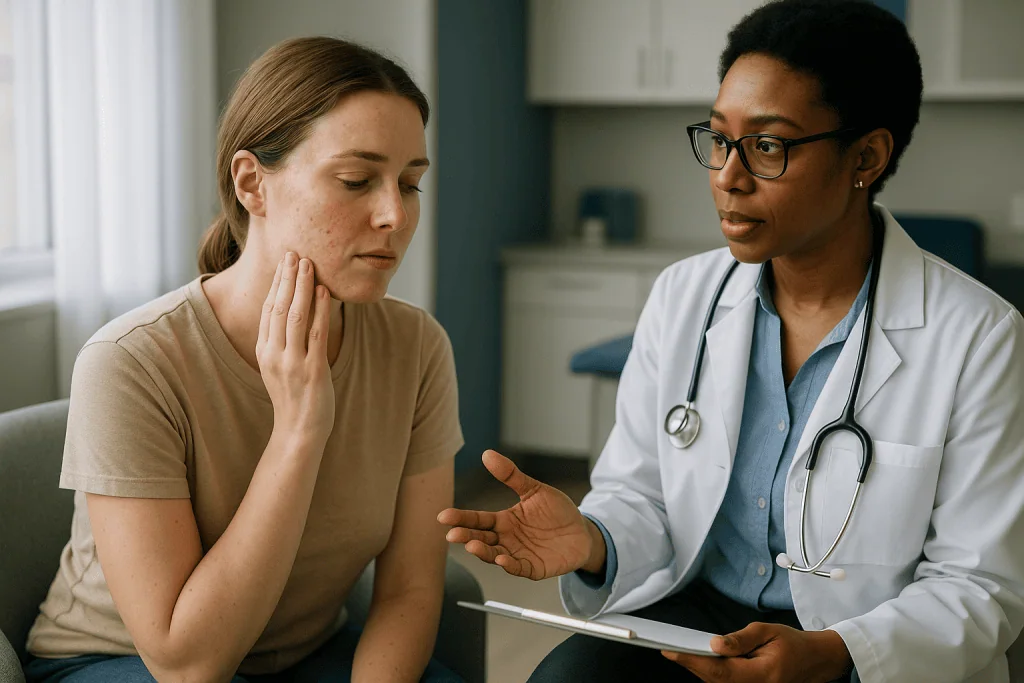 Doctor consulting patient about medical concern: What is a retinol purge, and why does it happen?