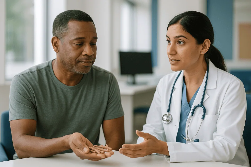 Doctor consulting patient about medication or health: What is ashwagandha, and what are withanolides?