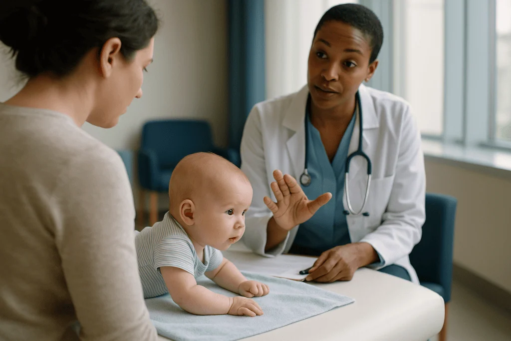 Pediatrician examining infant during medical consultation: What is the 5-3-3 rule for babies, and is it real?