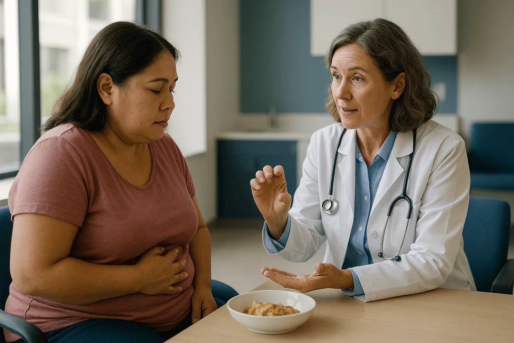 Doctor consulting patient about digestive health and diet: What is the gastric pouch, and why is it kept so small?