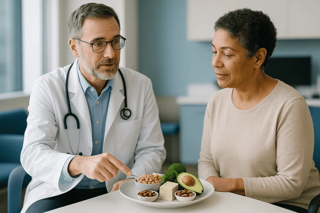 Doctor discussing healthy food choices with patient: What is the portfolio diet, exactly?
