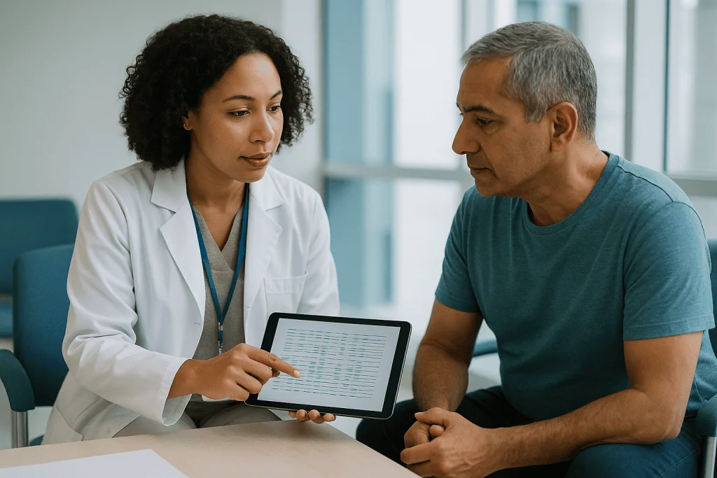 Doctor reviewing patient medical data on tablet: What is the process of whole genome sequencing?