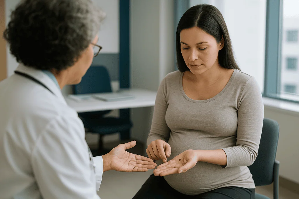 Pregnant woman in medical consultation with doctor: What is von Willebrand disease, in plain language?