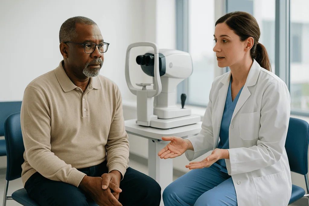 Eye specialist consulting patient about retinal condition: What tests will a retina specialist do?