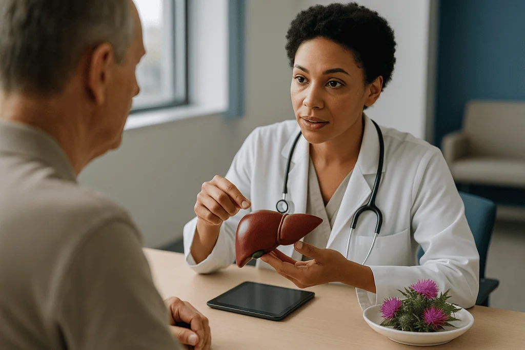 Doctor explaining liver anatomy to patient during consultation: What the evidence actually says about liver detox, graded