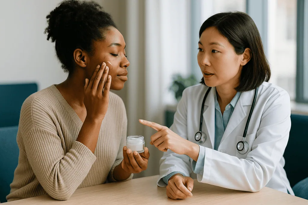Doctor consulting patient about skincare product: What the evidence actually says about snail mucin