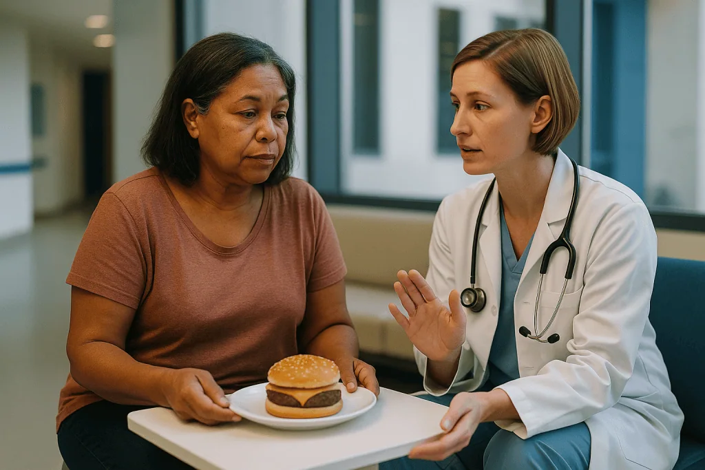 Doctor counseling patient about hamburger food choice: What the evidence actually says, graded by strength
