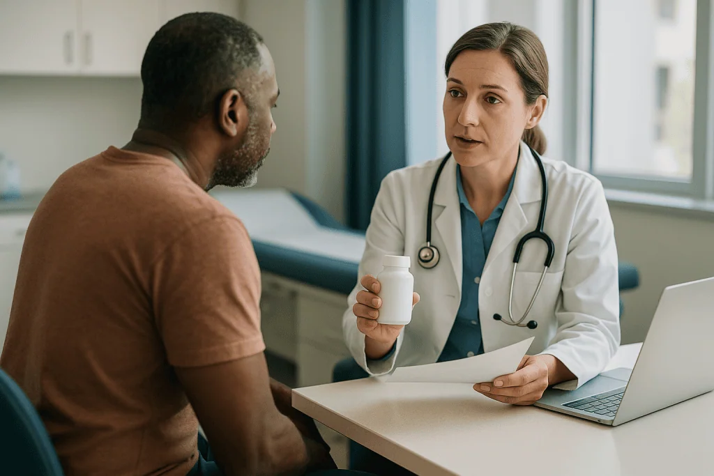 Doctor consulting patient about medication in clinic: What the evidence actually says, graded by strength