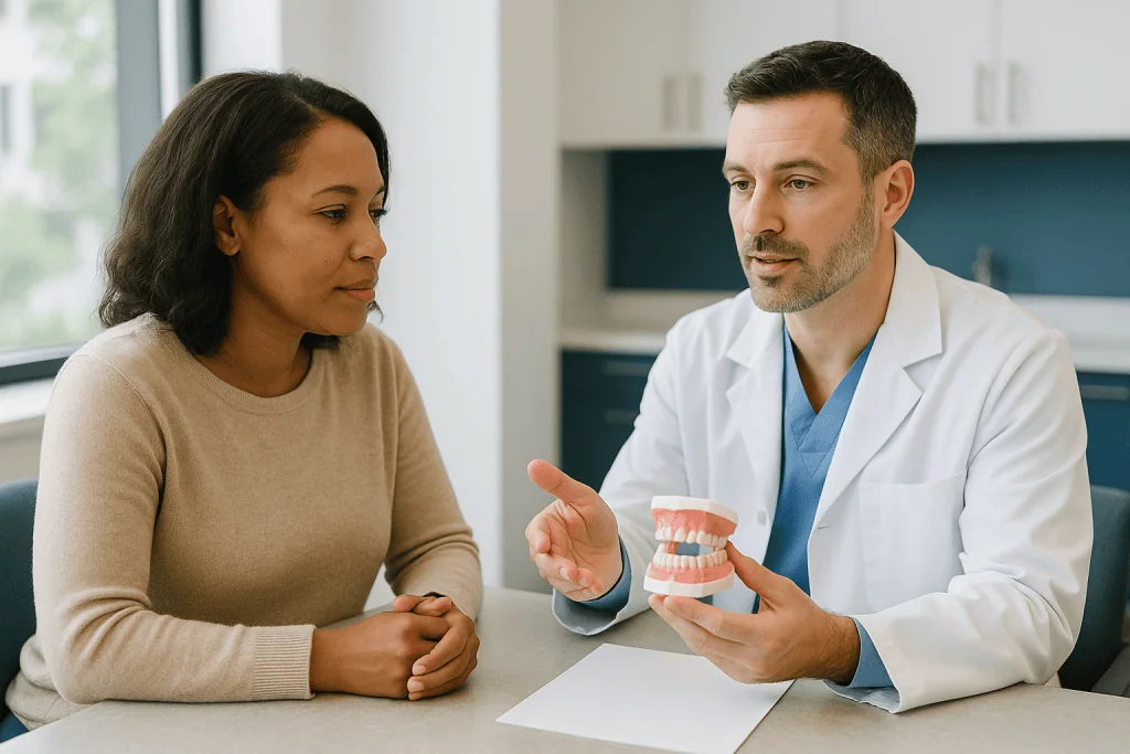Dentist showing dental model to female patient: What training and experience should I ask about?