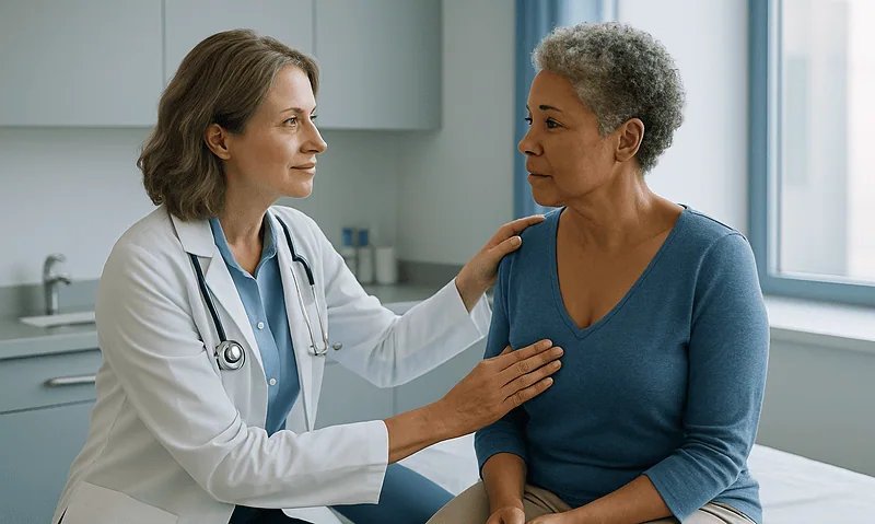 Doctor consulting with a patient in a medical office.