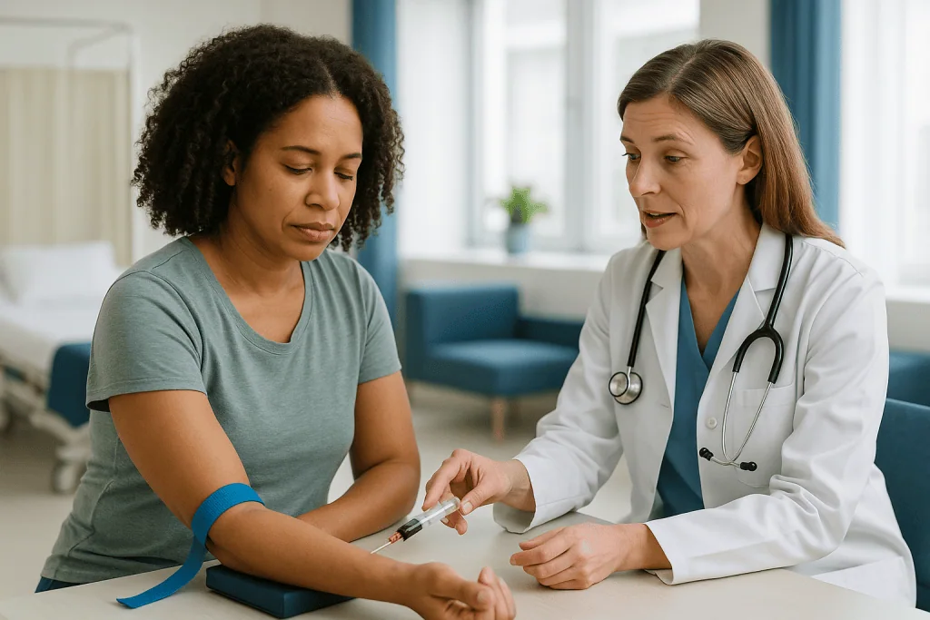 Doctor taking blood sample from patient during consultation: Which lab tests does biotin affect? A quick comparison