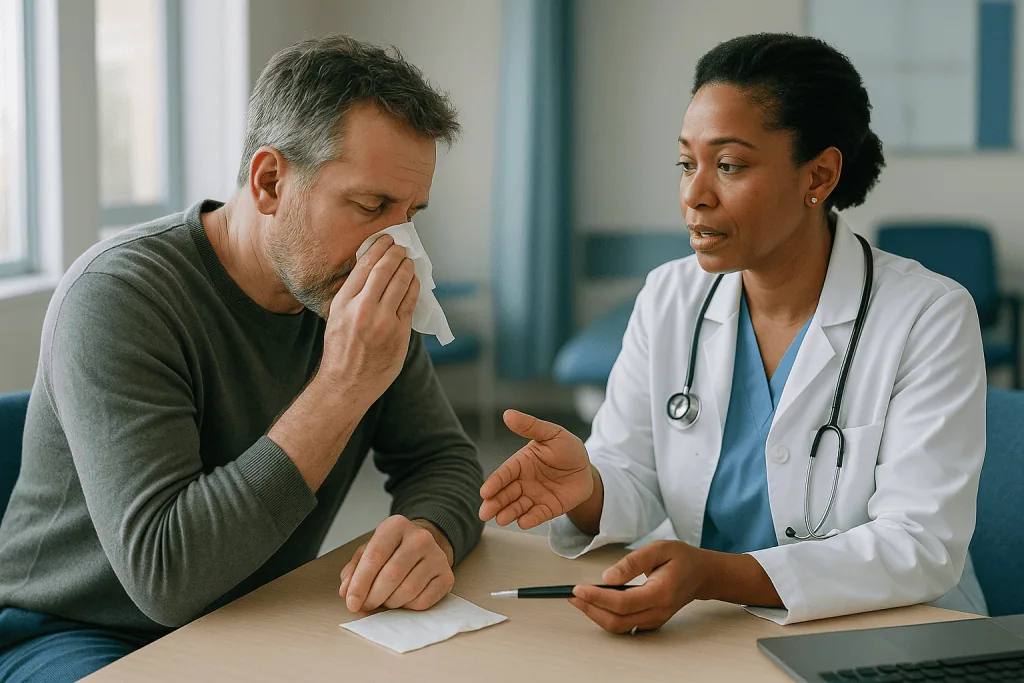 Doctor consulting patient about general medical condition: Which sinus problems need tissue removed, not stretched