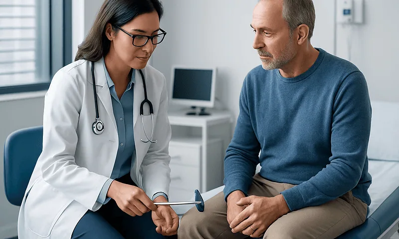 Doctor discussing nerve health with patient in clinic setting.