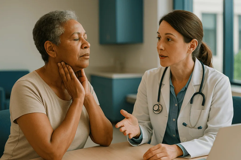 Doctor consulting with mature patient about health concern: Who is usually offered a face lift, and who is asked to wait