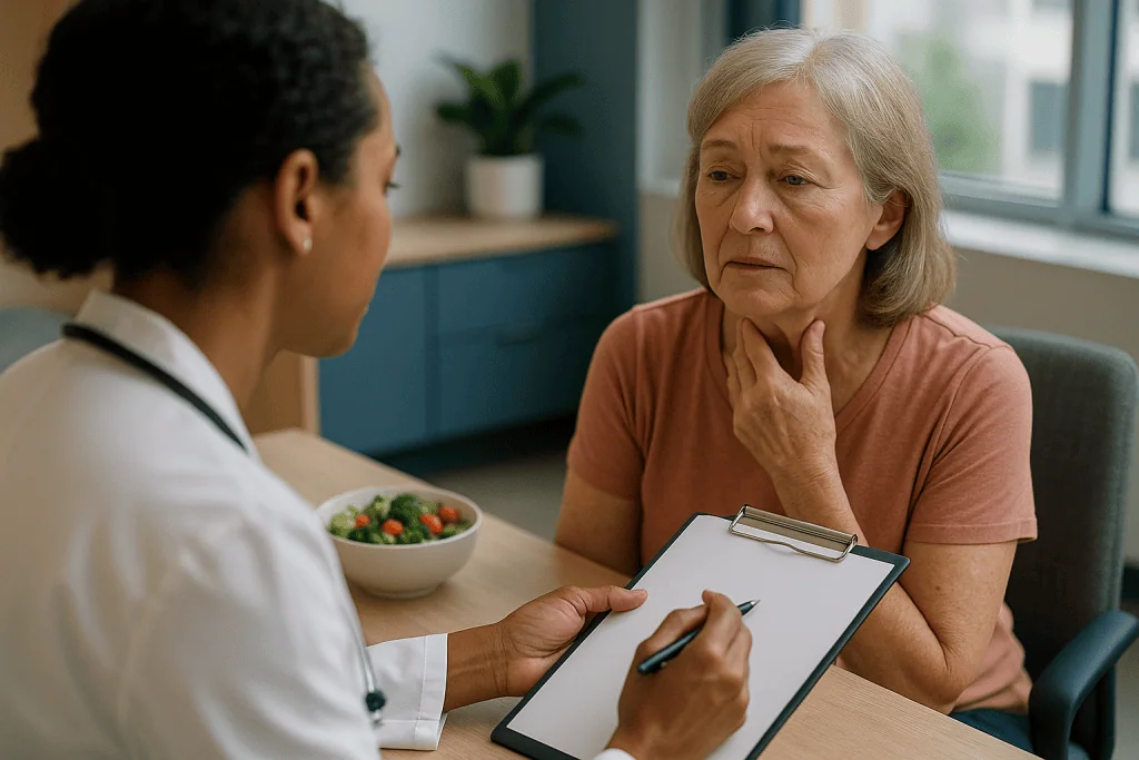 Doctor consulting with senior patient about health: Who needs parathyroid surgery, and who is usually asked to wait?