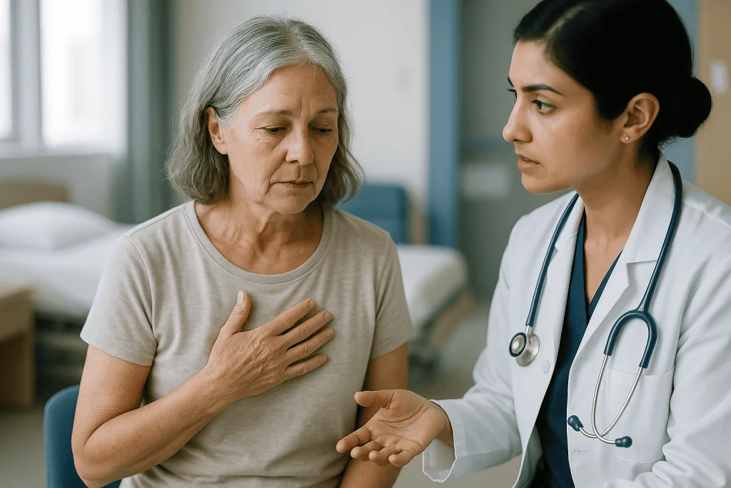 Female patient discussing symptoms with female doctor: Why does the body react so strongly when both ovaries are removed?